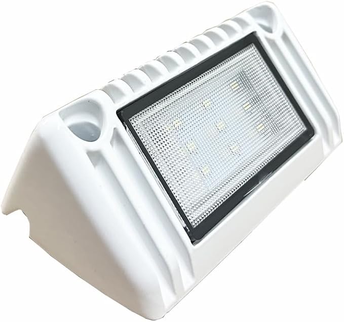 5 Inch RV LED Awning Porch Lights, Exterior Lighting, 12V/24V DC, 6000K Cool White, Down Angle Flood Beam, High Lumen Output for Truck Boat Trailer Campervan, White Finish, 1 Pack