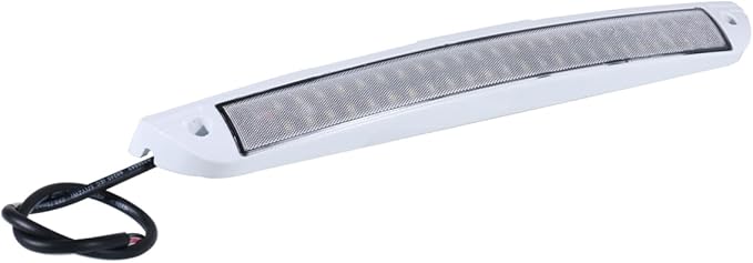 15.4 Inch RV LED Exterior Light Fixture, 6000K Cool White Flood Beam LED Porch Outdoor Utility Light, 12V/24V DC Work Scene Lighting for Truck/Camper/Boat/Trailer, White Finish, 1-Pack