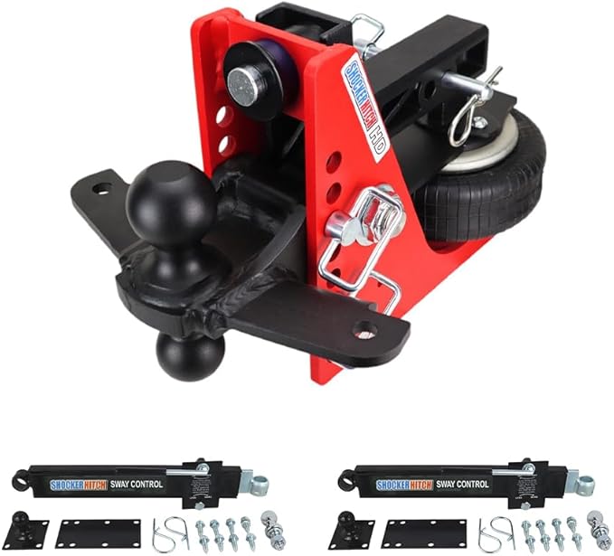 Shocker HD Combo Air Hitch & Sway Control Towing Kit, Fits 2" Hitch Black Combo 2" & 2-5/16" Balls