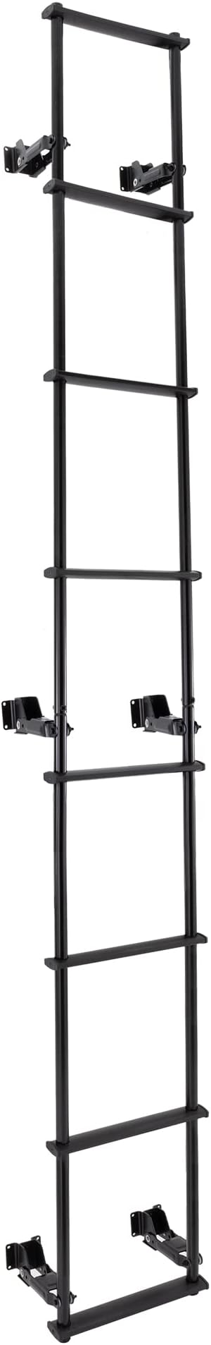 RecPro RV Toy Hauler Low Profile Universal 106.5" Collapsible Ladder with Hinges (Black)