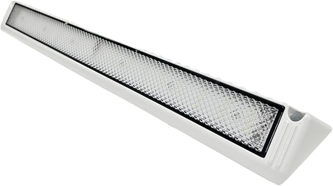 LED RV Lights Exterior, 22.4 Inch Camper Outdoor Replacement Lighting Fixture, 12V/24V DC 6000K Down Angle Flood Beam, for RVs Trailer Motorhome Campervan, White Finish, 1 Pack