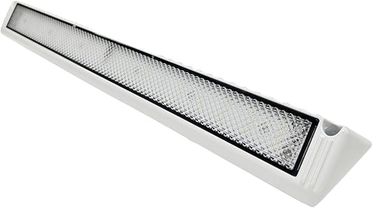 RV LED Porch Exterior Utility Lights, 22.4 inch Down Angle Flood Beam Awning Light, 3000K Warm-White 12V/24V DC 5400 Lumen, White Finish Aluminum Housing, for RVs Trailers Campers, 1 Pack