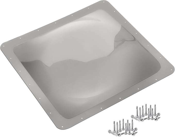 XMK RV Skylight Replacement, 26" x 26" Outer Dome Fit 22" x 22" Openings, RV Skylight Cover Shower Roof Dome for Camper Trailer Fifth Wheel Truck, Impact Resistant, Smoke Gray