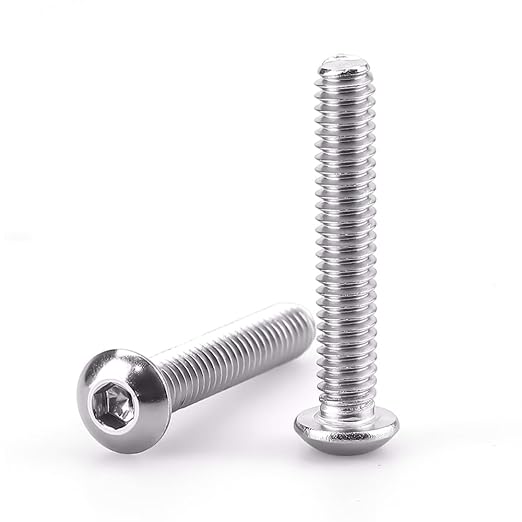 1/4-20 x 1-3/4" Button Head Socket Cap Bolts Screws, 304 Stainless Steel 18-8, Allen Hex Drive, Bright Finish, Fully Machine Thread, Pack of 100