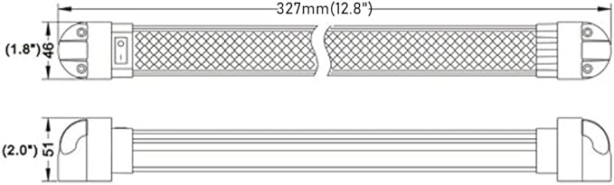 Lightronic RV LED Area Scene Light Fixture 12.8", 6000K-Cool White, High Light-Output Low Current Draw, Integrated On/Off Rocker Switch, Heavy-Duty Aluninum Housing, 12V/24V DC, 1-Pack