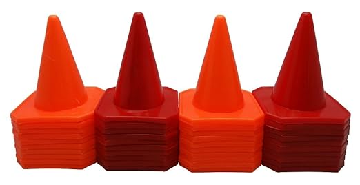Bluedot Trading 4” Plastic Sports Cones | Agility Cones Games, RC Racing, Outdoor Activities, Soccer Training, Party Games & Decorations - Orange & Red Cones – Set of 40