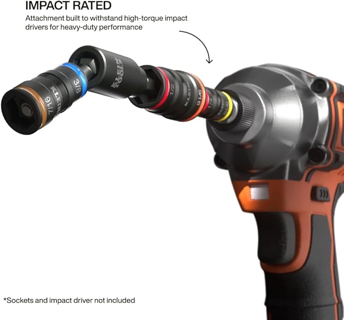 Klein Tools 32980 Flip Socket Swivel Adapter, 25-Degree Swivel Head, Flip Socket Compatible, Impact-Rated