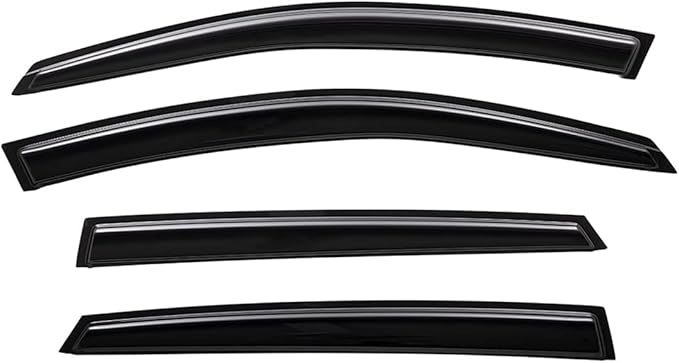 Lightronic Extra Durable Outside-Mount Auto Vent Window Visor, Fits 2016-2021 Honda Civic (Sedan), UV Protection Rain Guard, Original Wind Deflector, No-Drill Easy Install, Dark Smoke, 4-Pcs