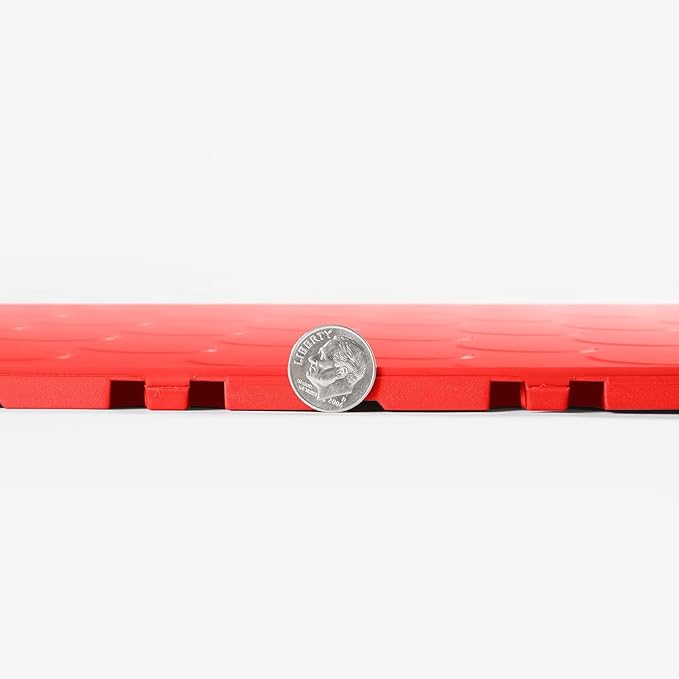 FlooringInc's Nitro 12"x12" Snap-Together Garage Flooring Tiles, Non-Slip Interlocking Plastic Garage Floor Mat, Garage Organization & Garage Storage, Coin Pattern, Victory Red, 24 Tiles, 24 Sq/Ft