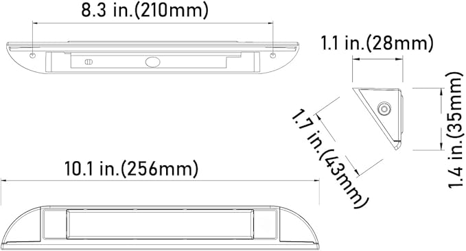 10 inch RV LED Awning Porch Light Fixture, 6000K Cool White High Lumen Output Low Current Draw 12V/24V DC, Down Angle Beam,Plastic Housing Black Finish, for Camper Truck Trailer, 2 Pack