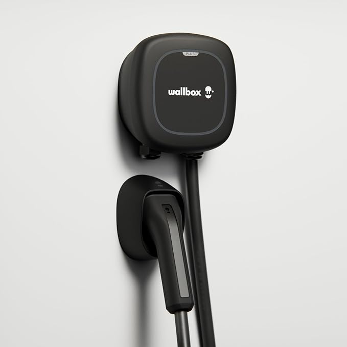 Wallbox Pulsar Plus Level 2 Electric Vehicle Smart Charger - Ultra-Compact, WiFi, Bluetooth, Alexa/Google Home, Energy Star and UL Certified, 25ft Cable, Indoor/Outdoor EVSE, Assembled in USA (48 Amp)