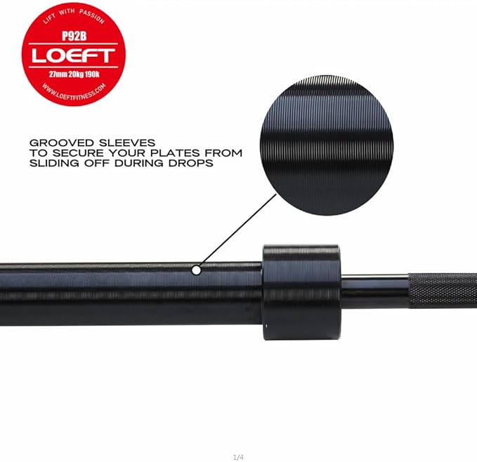 Professional Powerlifting Deadlift Barbell, 92in 27MM Olympic Barbell for Powerlifting, Deadlift Bar for 45lb 1500 lbs Weight Capacity 190K PSI, Enhanced Flex Weight Bar Fit 2" Weights