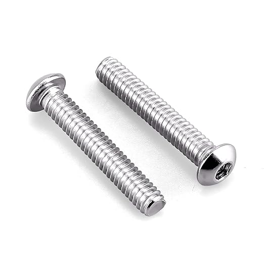 1/4-20 x 2-1/2" Button Head Socket Cap Bolts Screws, 304 Stainless Steel 18-8, Allen Hex Drive, Bright Finish, Fully Machine Thread, Pack of 20