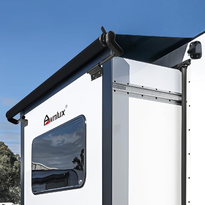 Awnlux Slide Topper Awning PRO MAX - Black Modular Slide Out Awning Kit Slide Out Protection for RVs, Travel Trailers, 5th Wheels, and Motorhomes-8' (7'7" Fabric)