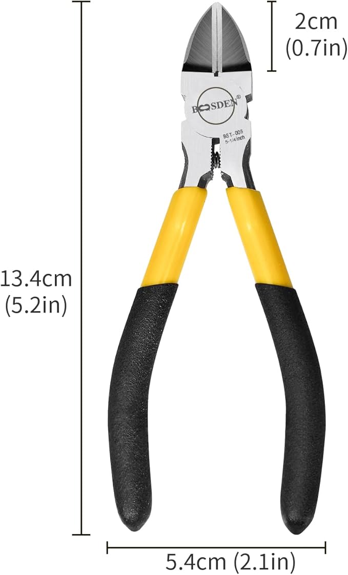 BOOSDEN 5" Wire Cutters, 5 Pack, Precision Cutting Pliers, Ultra Sharp Wire Snips Wire Clippers, Spring Loaded Flush Cutter, Diagonal Cutting Pliers for Jewelry Making Crafting, Wire Cutters Set
