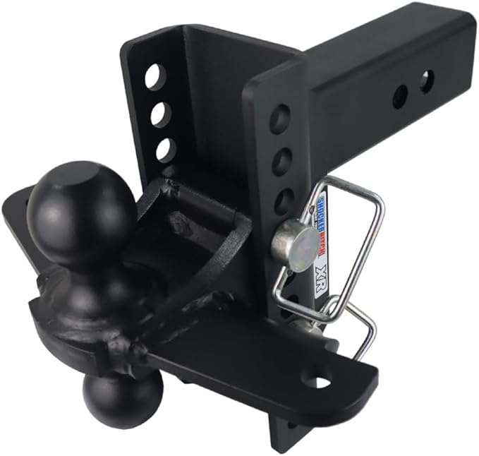 Shocker XR Adjustable Hitch w/Black Combo Ball & Sway Control Towing Kit, Fits 2-1/2" Hitch 10 Hole 1 Sway Arm Fits 2-1/2" Hitch 10 Hole Frame, Has 1 Sway Arm