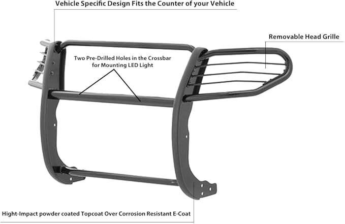 Black Horse Grille brush Bumper Guard Modular Semi-Gloss Black Compatible with 2007-2014 Ford Expedition-17FP31MA