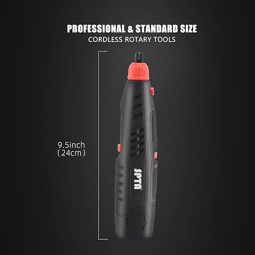 Cordless Rotary Tool, SPTA Cordless Mini Car Polisher, 36Pcs 12V Li-ion Battery IVT 5,000-25,000 RPM Small Buffer Polisher Polishing Foam Pad Set for Polishing Sanding