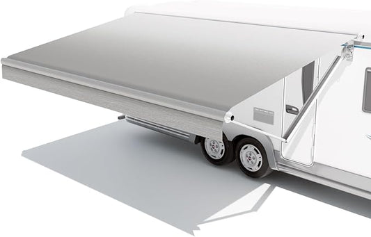 RV Awning Fabric Replacement,Camper Trailer Motorized Awning Replacement for Motorhome,Heavy Duty Weatherproof 18.5oz Outdoor Vinyl RV Canopy 20'(Fabric 19'2") Grey Fade