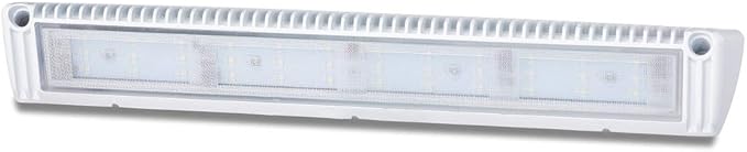 Raycharm 18" RV & Boat Exterior LED Awning Lighting Fixture, 40° Down Angle Flood Beam, 6000K Cool-White, 12V/24V DC, High Lumen Output Low Current Draw, Waterproof White Finish, 1-Pack