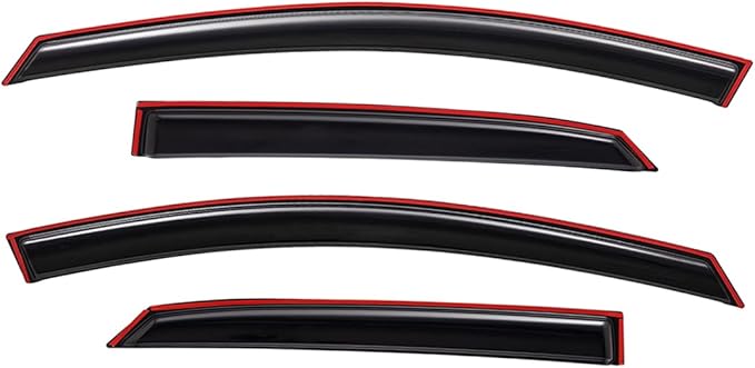 Lightronic Extra Durable Clip-on in-Channel Auto Vent Window Visor, Fits 2016-2021 Honda Civic Sedan, UV Protection Rain Guard, Original Wind Deflector, No-Drill Easy Install, Dark Smoke, 4-Pcs