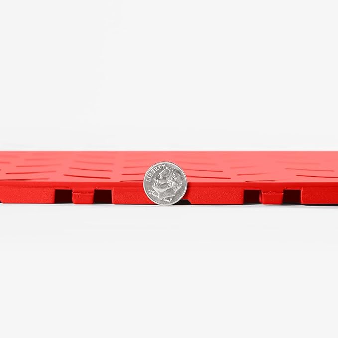 FlooringInc's Nitro 12"x12" Snap-Together Garage Flooring Tiles, Non-Slip Interlocking Plastic Floor Mat, Garage Organization & Storage, Diamond Pattern, Victory Red, 12 Tiles, 12 Sq/Ft