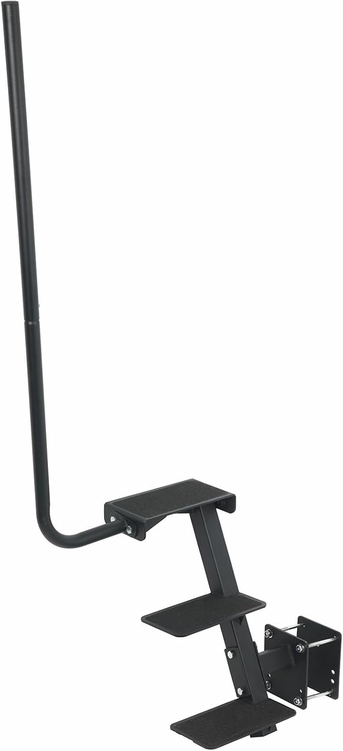 Boat Trailer Step, Heavy Duty Steel 3 Steps Ladder for Boat Trailer Tongue with Handrail, 450lbs Capacity, Black