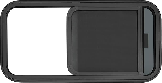 30" W x 15" H RV Window Horizontal Sliding, DOT Certified - Shatterproof Tempered Tinted Glass, with Net Screen and Trim Ring, Teardrop Replacement Trailer Camper Window