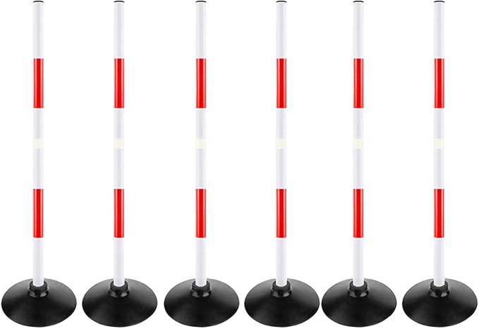 Red-White Soccer Agility Pole Set Rubber Base Dribbling Stick Traffic Warning Sign Pole Multifunctional Training Pole
