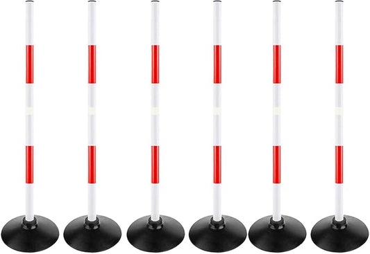 Red-White Soccer Agility Pole Set Rubber Base Dribbling Stick Traffic Warning Sign Pole Multifunctional Training Pole