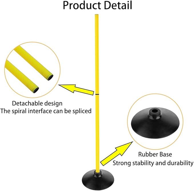 Soccer Agility Poles Set Detachable Sports Trainning Speed Pole Slalom Poles with Rubber Base Sport Traning Equipment