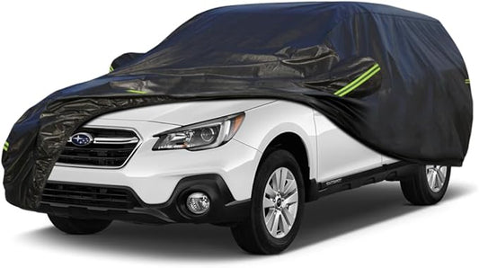 KouKou Waterproof SUV Car Cover Suitable for Subaru Outback from 1994 to 2025, 7 Layers Windproof All Weather Waterproof Outdoor Cover Sun Rain UV Dust Snow Protection. Black