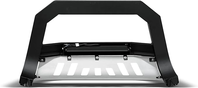 Armordillo 8705209 AR Series Aluminum Bull Bar with LED Light Bar - Matte Black with Aluminum Skid Plate Fits 2019-2021 Chevy Silveardo/GMC Sierra 1500