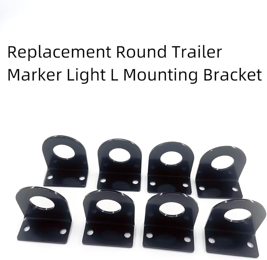 Replacement 3/4" Round Marker Light L Mounting Bracket , for 3/4" Round Light Powder Coated Trailer RV (8pack