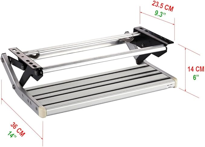 GEARFLAG Manual RV Step – Folding Aluminum Entry Step with Anti-Slip Surface, 440 lbs Capacity – for Camper, Trailer, Motorhome