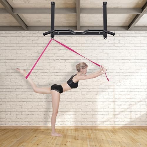 Kipika 32" Ceiling Mounted Pull Up Bar - Heavy Duty, Highly Adjustable, Multifunctional Chin Up Bar - Home Gym System with Punching Bag Hanger and Resistance Bands Training