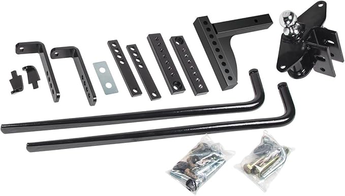 Shocker Air Equalizer & Sway Control Round Bar WD Hitch, Fits 2" Hitch 5" Rise 4" Drop