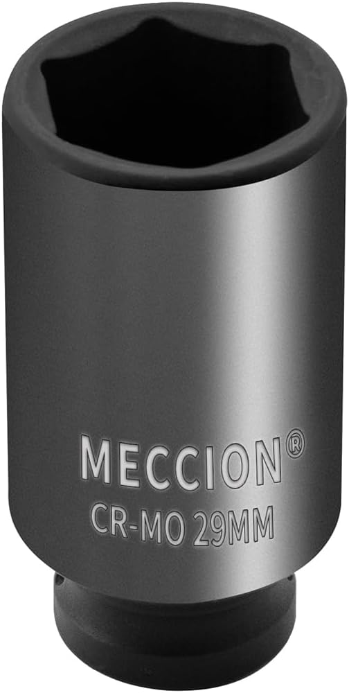 Meccion 1/2 Inch Drive Impact Socket 29mm Metric, 6 Point Cr-Mo Deep Impact Socket, 78mm Length