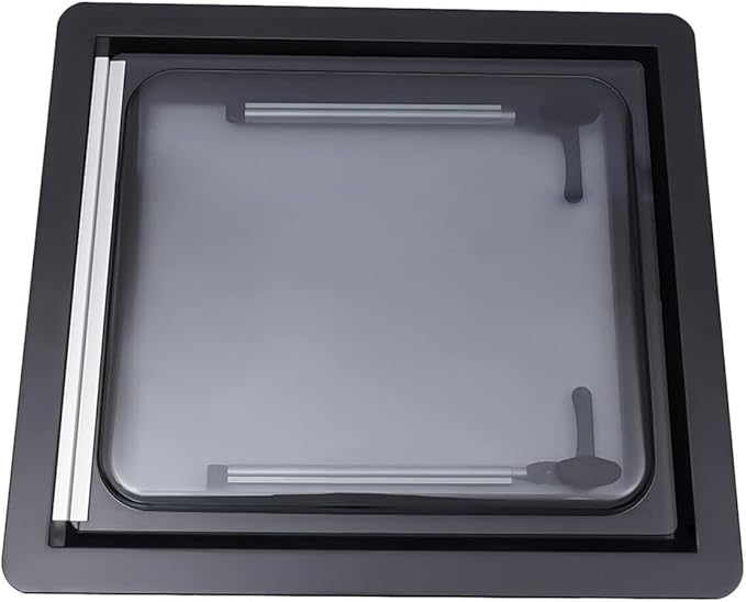 450 × 500 mm(17.72×19.69In) RV Caravan Camper Windows Replacement, Top Hinged Push Out Window Trailer External Push Window RV Trailer Vent Hatch Skylight