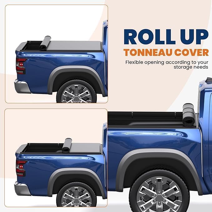 6.7 FT Soft Roll-Up Tonneau Cover Compatible for 2016-2024 Nissan Titan (not Compatible for Titan Box) On Top Vinyl Truck Bed Cover-80