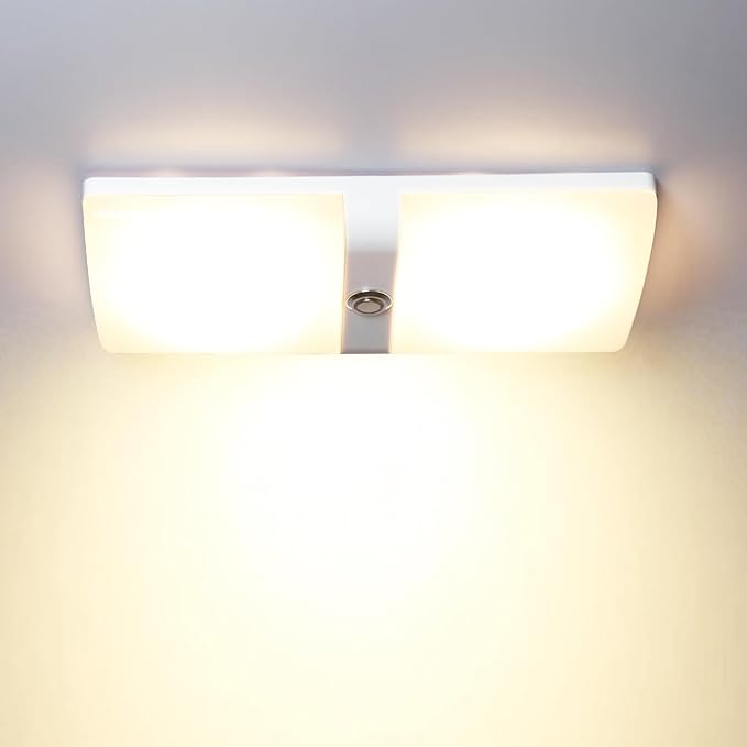 Facon LED 12V RV Interior Lights with Touch Dimmable Switch, Double Dome Light 12W 1000LM, 3Colors: 3000K/3500K/4000K, 12Volts LED Ceiling Light for RV, Camper, Caravan, Trailer, 5th Wheel, Boat