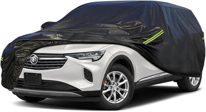 KouKou Waterproof SUV Car Cover Suitable for Buick Envision from 2015 to 2025, 7 Layers Windproof All Weather Waterproof Outdoor Cover Sun Rain UV Dust Snow Protection. Black