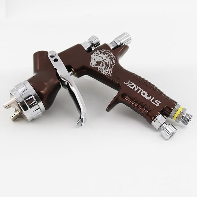 TE20 HVLP Air Spray Gun 1.3mm Nozzles, Car Paint Gun Sprayer,Forged Body, Anodised Finish，Paint Gun for Varnish and Top Coat, with Paint Sprayer Accessories (Brown)