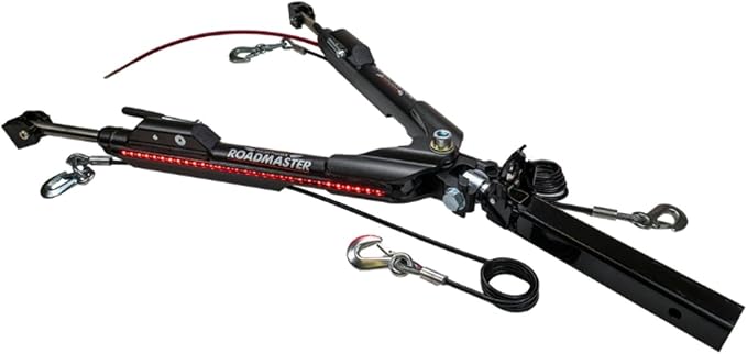 Roadmaster Nighthawk Tow Bar & Baseplate Combo with Universal Economy Wiring Kit fits 2018-2025 Jeep Wrangler JL | Illuminates RV Lights | Includes Decal