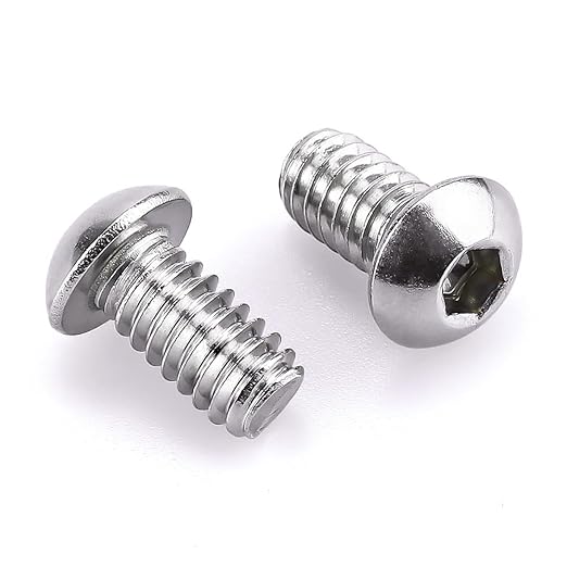 1/4-20 x 1/2" Button Head Socket Cap Bolts Screws, 304 Stainless Steel 18-8, Allen Hex Drive, Bright Finish, Fully Machine Thread, Pack of 50
