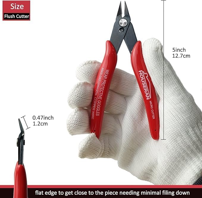 Small Wire Cutters, 2 PACK, 5 Inch Micro 170 Flush Cutter, Wire Cutters Spring Loaded Cutting Pliers, Side Cutters, Diagoanl Cutters for Jewelry Making, Models, Zip Ties Plastic Wire Snips