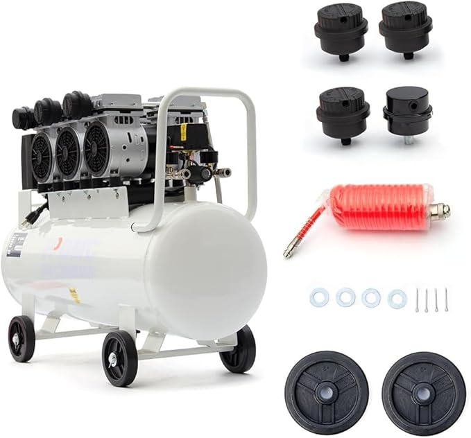 24'' Rim 1.5HP Tire Changer and 10''-24'' Rim Tire Balancer Combo and 3HP Oil-Free Air Compressor for Tire Repair and Wheel Balancing Garage Shop Equipment w/ 1 Year Full Warranty