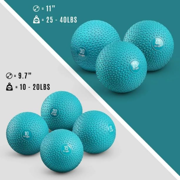 Yes4All Slam Balls, 10-40lb Weighted Ball Weight, Durable PVC Sand Filled Workout Dynamic Slam Ball for Core Strengthen