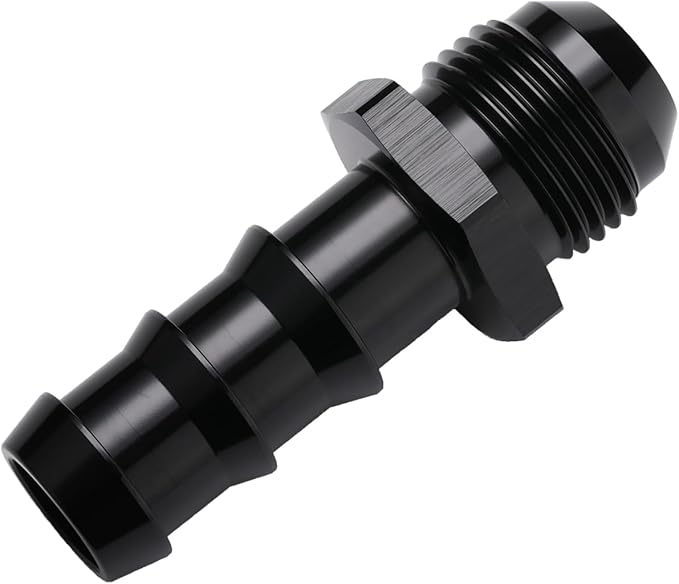 10AN Male Flare to 5/8 Hose Barb Straight Fitting Adapter Aluminum Black
