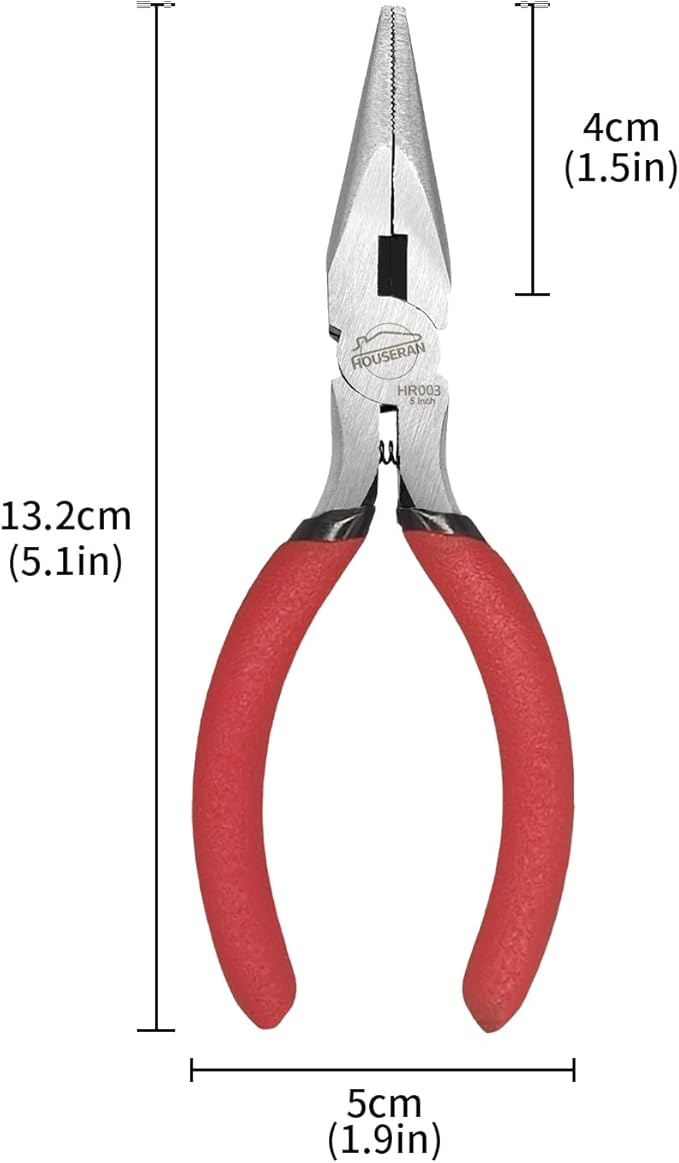 Needle Nose Pliers, 5 Inch, 5 Pack, Long Nose Pliers with Side Cutter, Spring Loaded for Cutting and Bending Wire